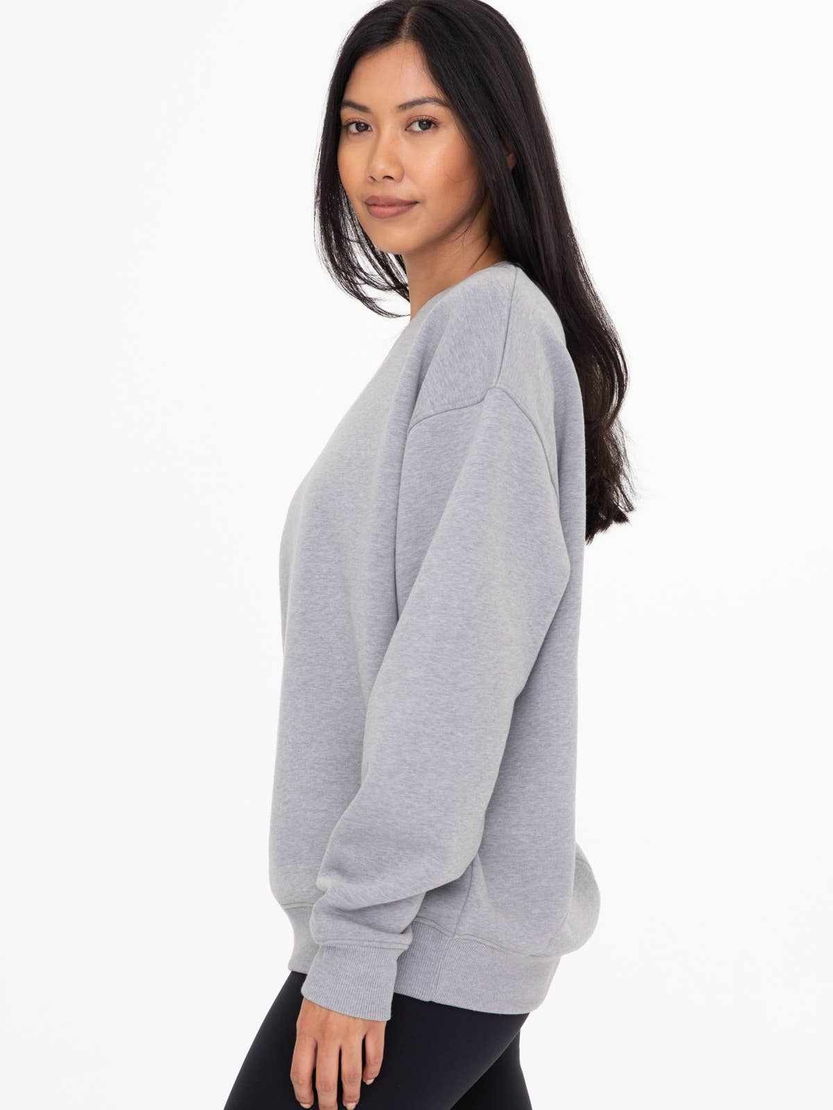 Mono B Fleece Sweatshirt Heather Grey - Simply Beautiful Jewelry